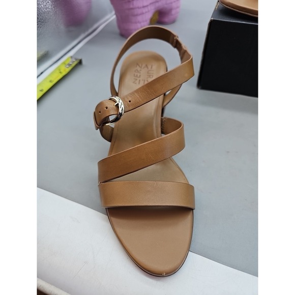 Naturalizer Veva Saddle Tan Leather Block Heel Sandals I8979L4201 Size 8 EUC - Picture 2 of 6